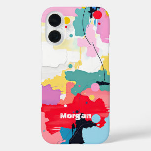 Abstract Painting Spatters/Drips, Name iPhone 16 Case