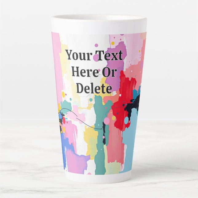 Abstract Painting Spatters/Drips, Your Message Latte Mug (Front)