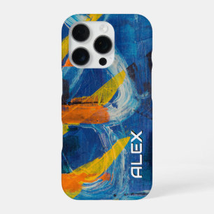 Abstract Painting with Blue Yellow and Orange iPhone 16 Pro Case