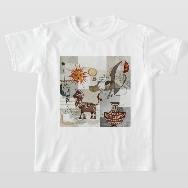 Abstract painting with ethnic elements T-Shirt (Laydown)