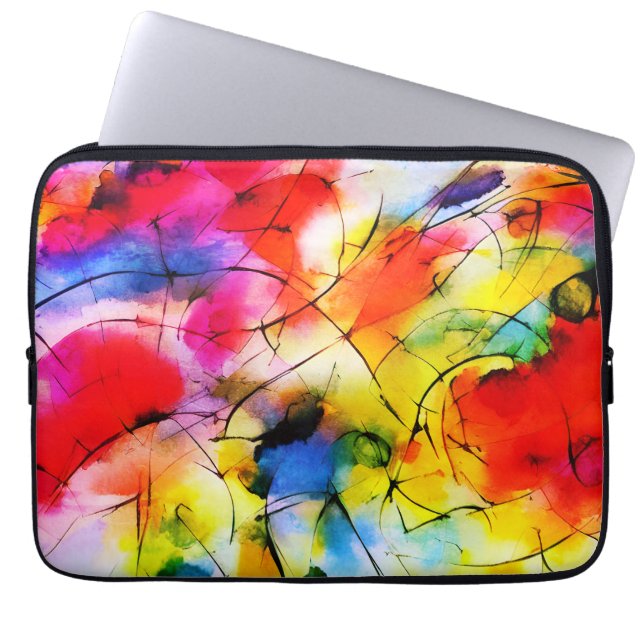 Abstract painting with rainbow colours laptop sleeve (Front)