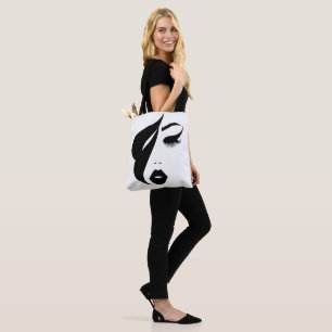 Abstract Painting Women's Face Black & White  Tote Bag
