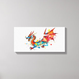 Abstract paints Dragon Canvas Print