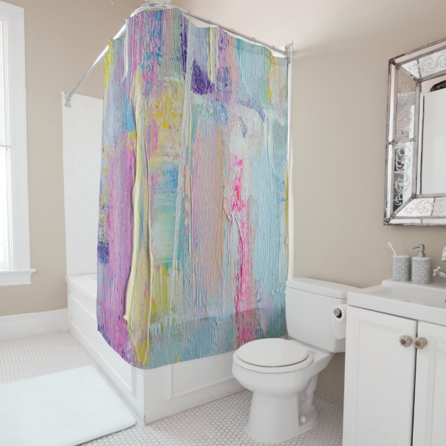 Abstract Palette Knife Painting Shower Curtain 4 (In Situ)