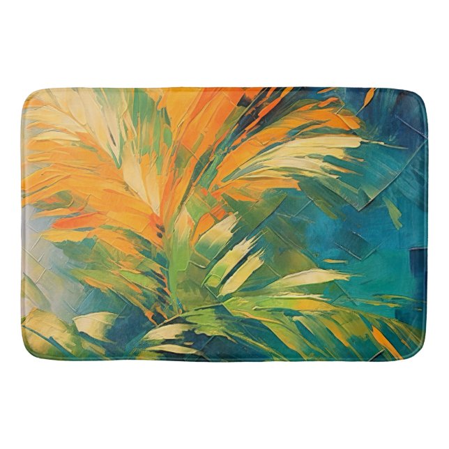 Abstract Palm Burst – Tropical Energy in Motion Bath Mat (Front)