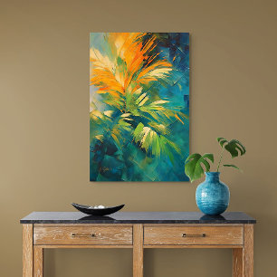 Abstract Palm Burst – Tropical Energy in Motion Canvas Print