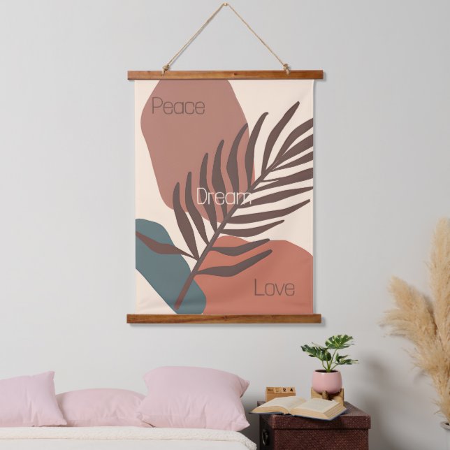 Abstract palm leaf minimalist art custom hanging tapestry (Bedroom)