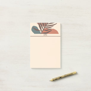 Abstract palm leaf minimalist art monogram post-it notes