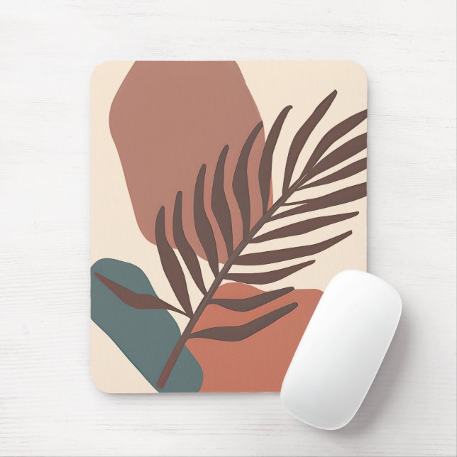 Abstract palm leaf minimalist art mouse pad (With Mouse)