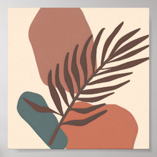 Abstract palm leaf minimalist art poster