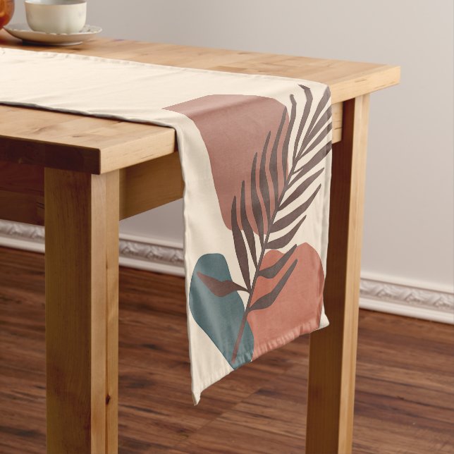 Abstract palm leaf minimalist art  short table runner (In Situ)