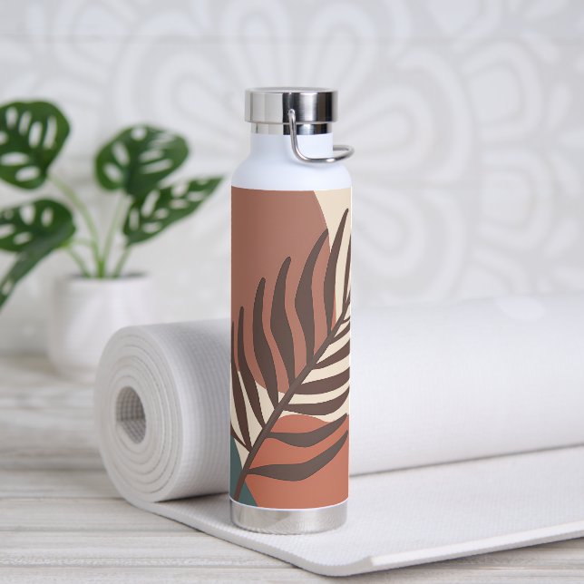 Abstract palm leaf minimalist art  water bottle (Yoga)