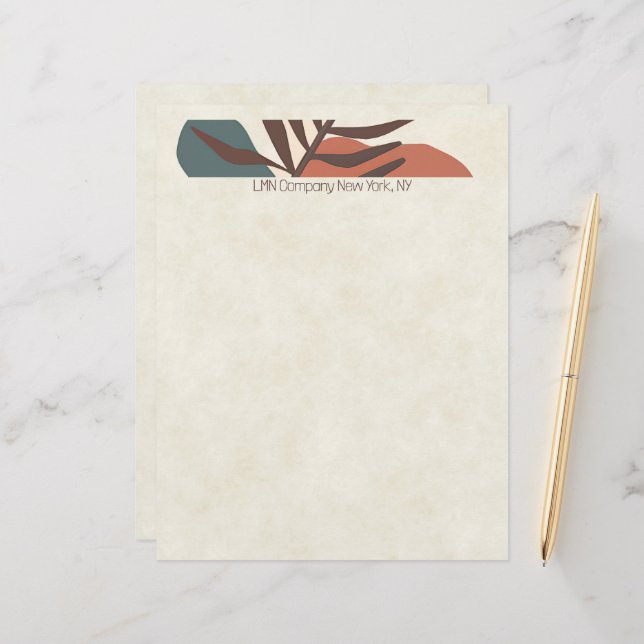 Abstract palm leaf modern minimalist art custom custom letterhead (Front/Back In Situ)
