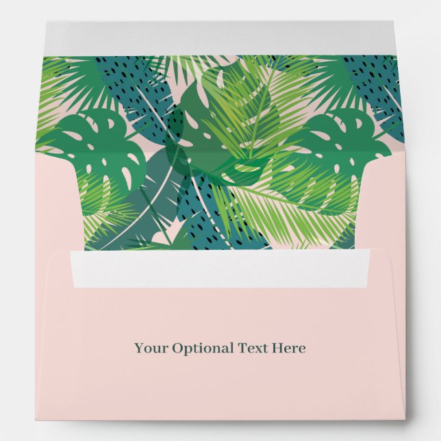 Abstract Palm Leaf Pattern custom text Envelope (Back (Bottom))