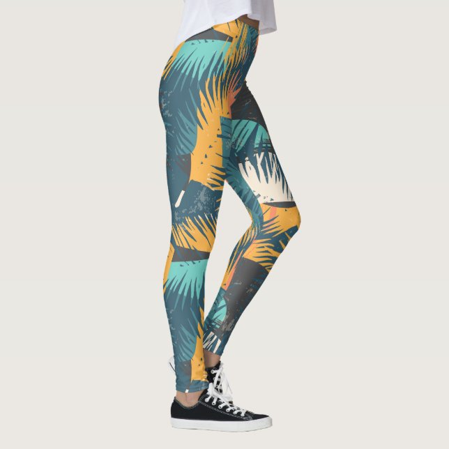 Abstract Palm Leaf Pattern leggings (Right)