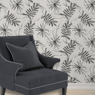 Abstract Palm Leaf Pattern Wallpaper