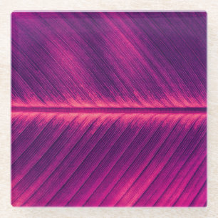 Abstract Palm Leaf: Toned Vein Glass Coaster