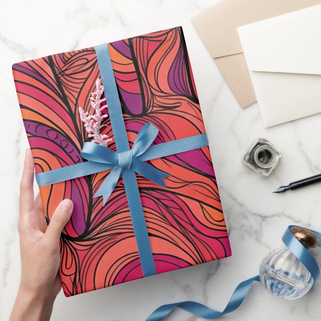 Abstract Palm Sunset Orange Wrapping Paper (Gifting)