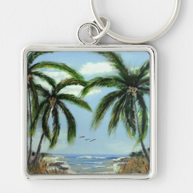 Abstract Palm Trees Key Ring (Front)