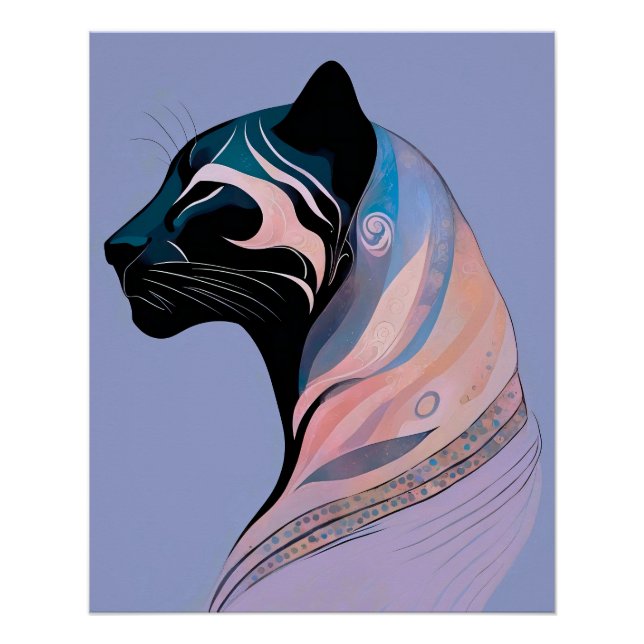 Abstract Panther head in pastel harmony Poster (Front)