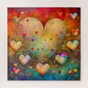 Abstract Paper Mache Hearts  Jigsaw Puzzle