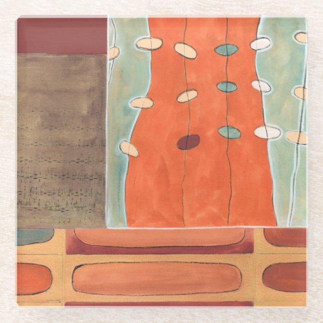 Abstract Parade of Eggs by Erica J Vess Glass Coaster (Front)