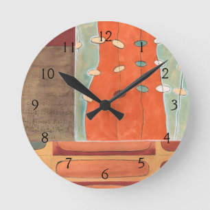 Abstract Parade of Eggs by Erica J Vess Round Clock