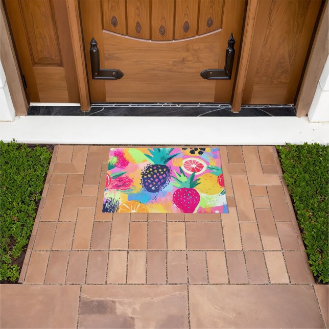 Abstract Paradise Tropical Fruit Fiesta Doormat (Outdoor)