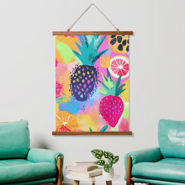Abstract Paradise Tropical Fruit Fiesta Hanging Tapestry (Living Room)