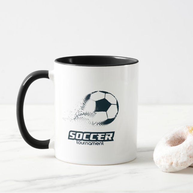 Abstract Particle Soccer Ball Tournament Design Mug (With Donut)