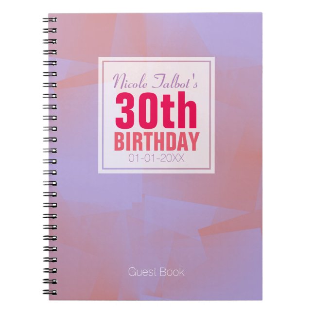 Abstract Pastel 30th Birthday guest Book 8a (Front)
