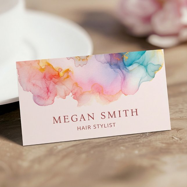 Abstract Pastel Alcohol Ink Stylist Business Card (Creator Uploaded)