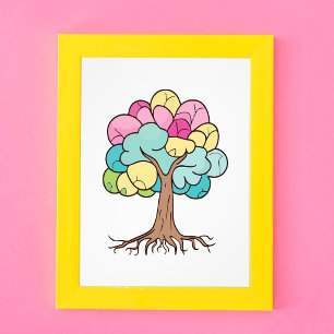 Abstract Pastel Brain Tree Art Print