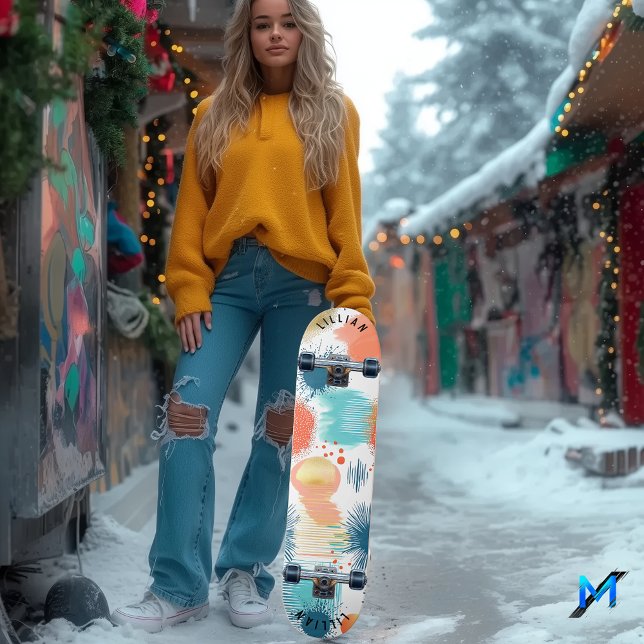 Abstract Pastel Burst with Contemporary Art Skateboard (Creator Uploaded)