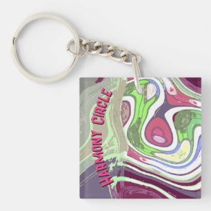 Abstract Pastel Cellular Harmony Circle Key Ring