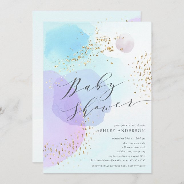 Abstract Pastel Circles Boy Baby Shower Invitation (Front/Back)