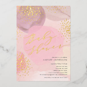 Abstract Pastel Circles Foil Baby Shower Foil Invi