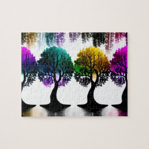 Abstract Pastel Coloured Fun Trees  Jigsaw Puzzle