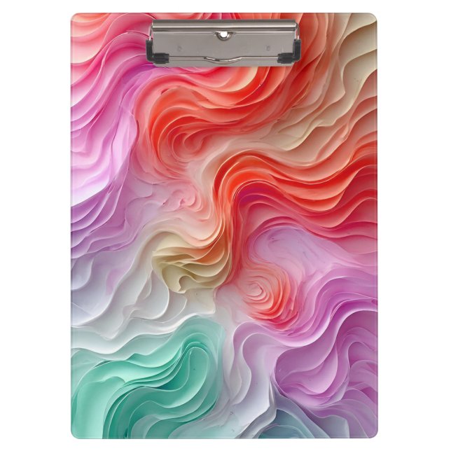 Abstract Pastel Coloured Waves Clipboard (Front)
