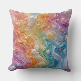 Abstract Pastel Coloured Waves Cushion