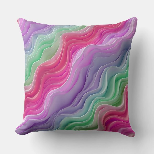 Abstract Pastel Coloured Waves Cushion (Front)