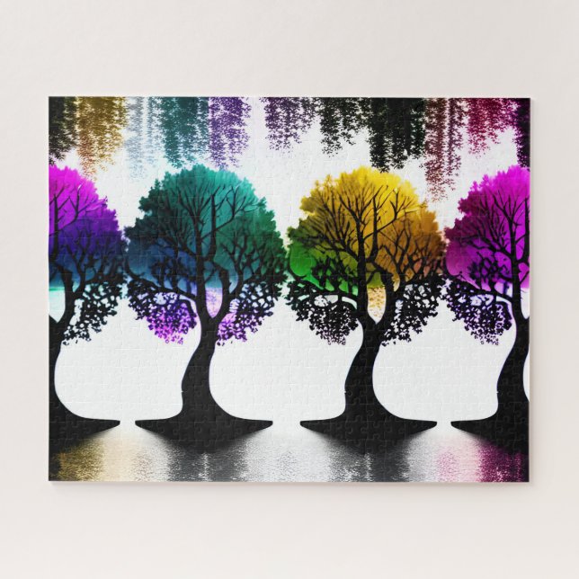Abstract Pastel Colours in Fun Forest of Trees Jigsaw Puzzle (Horizontal)