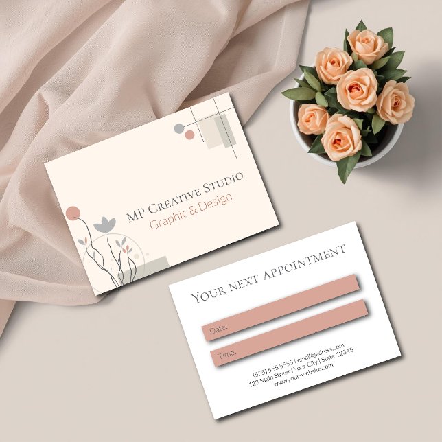 Abstract Pastel Design: Modern Florals & Geometry Appointment Card (Creator Uploaded)
