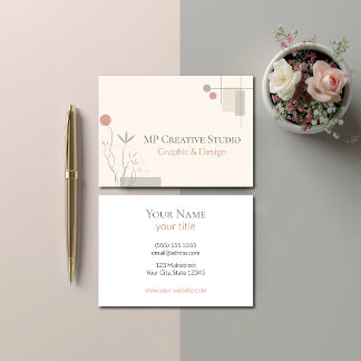 Abstract Pastel Design: Modern Florals & Geometry Business Card