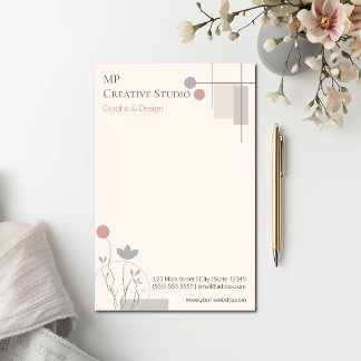 Abstract Pastel Design: Modern Florals & Geometry Stationery