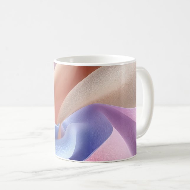 Abstract Pastel Fabric Flow with Gentle Curves Coffee Mug (Front Right)