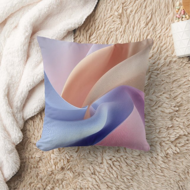 Abstract Pastel Fabric Flow with Gentle Curves Cushion (Blanket)