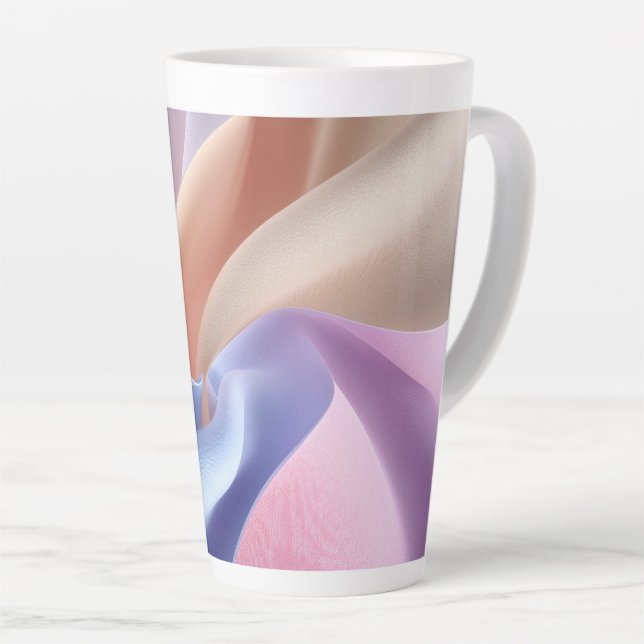 Abstract Pastel Fabric Flow with Gentle Curves Latte Mug (Right Angle)