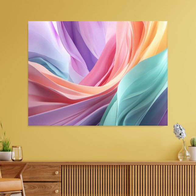 Abstract Pastel Fabric Waves  Canvas Print (Insitu(LivingRoom))