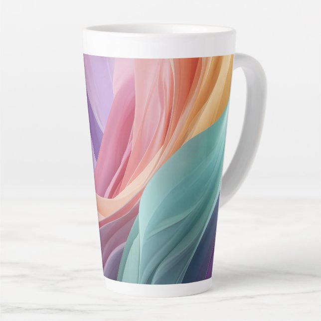Abstract Pastel Fabric Waves  Latte Mug (Right Angle)